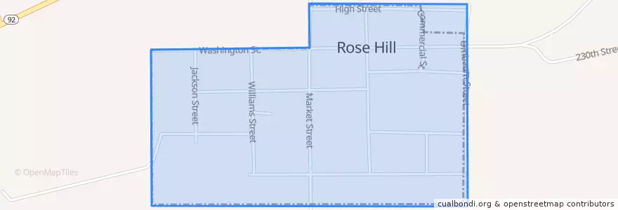 Mapa de ubicacion de Rose Hill.