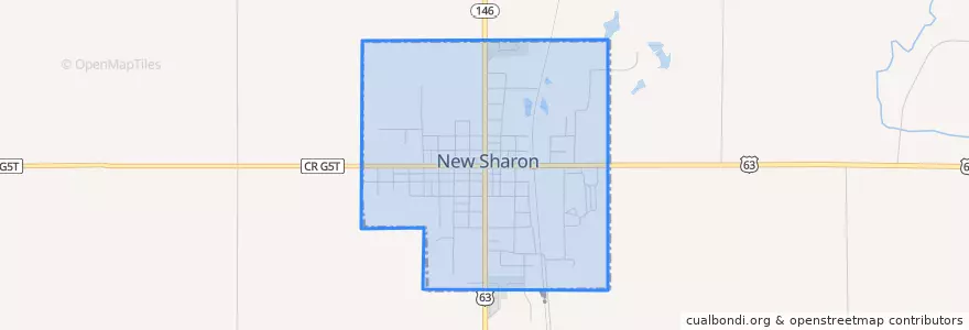 Mapa de ubicacion de New Sharon.