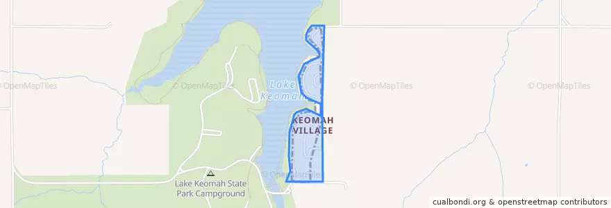 Mapa de ubicacion de Keomah Village.