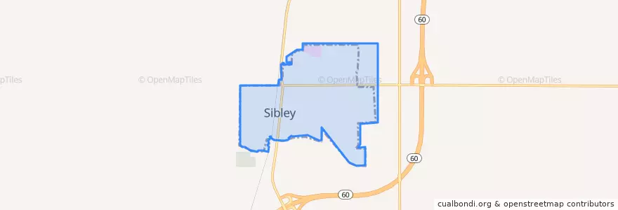 Mapa de ubicacion de Sibley.