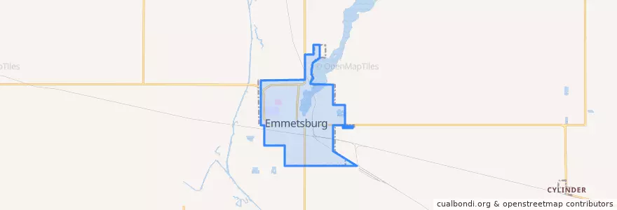 Mapa de ubicacion de Emmetsburg.
