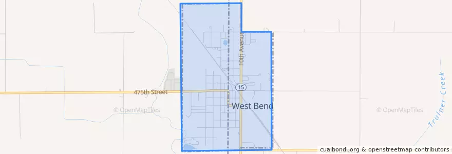 Mapa de ubicacion de West Bend.