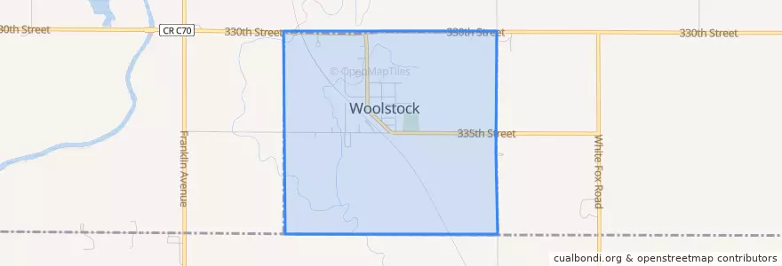 Mapa de ubicacion de Woolstock.