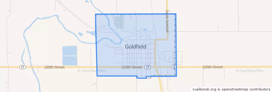 Mapa de ubicacion de Goldfield.