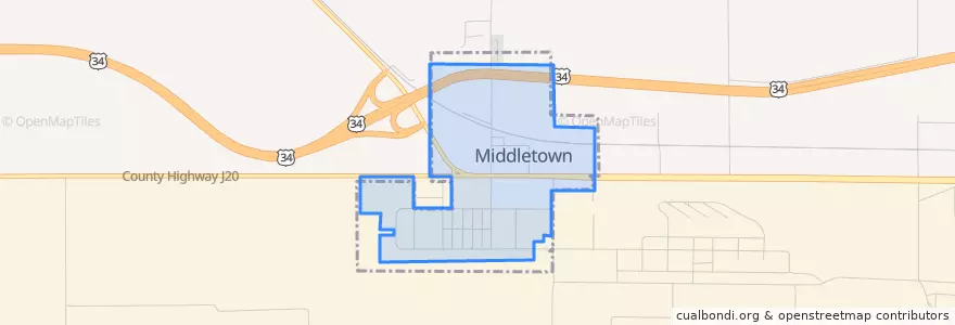 Mapa de ubicacion de Middletown.