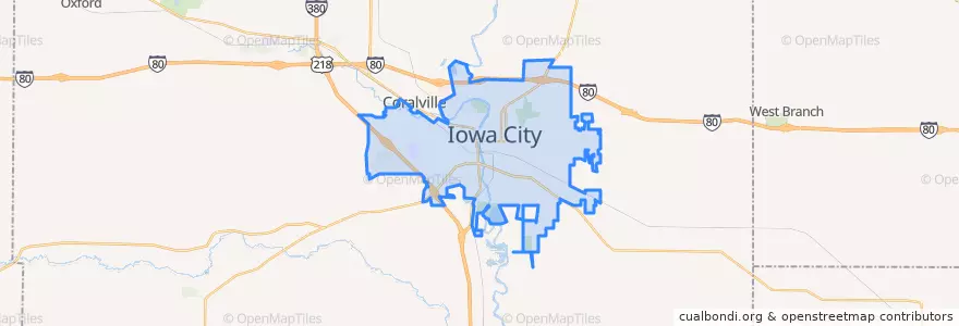 Mapa de ubicacion de Iowa City.