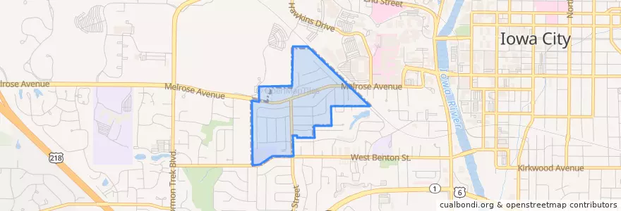 Mapa de ubicacion de University Heights.