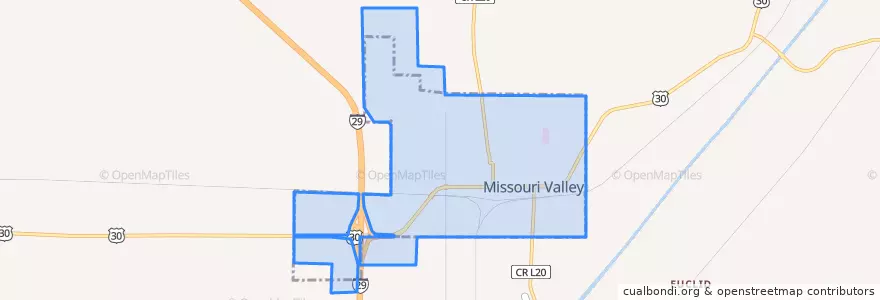 Mapa de ubicacion de Missouri Valley.