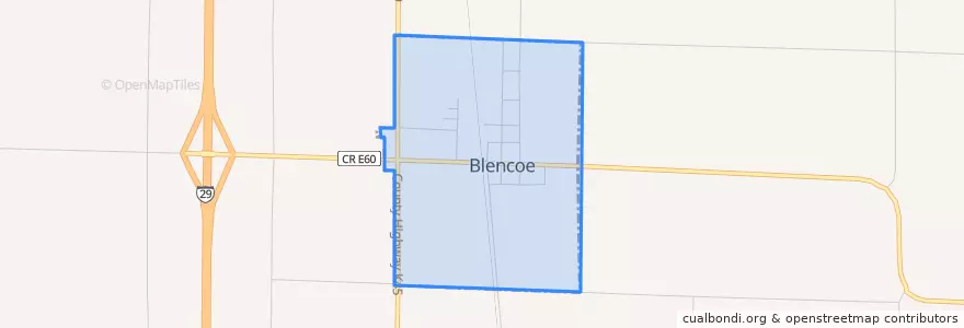 Mapa de ubicacion de Blencoe.