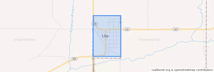 Mapa de ubicacion de Ute.