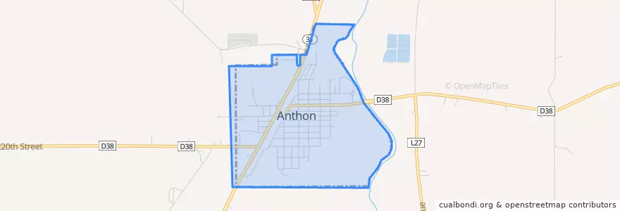 Mapa de ubicacion de Anthon.