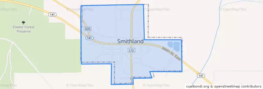 Mapa de ubicacion de Smithland.