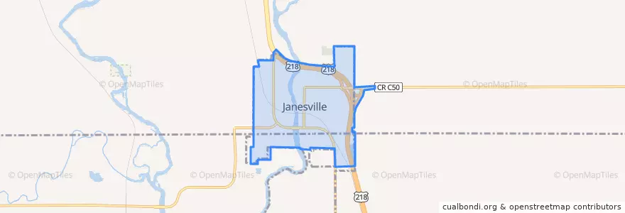 Mapa de ubicacion de Janesville.