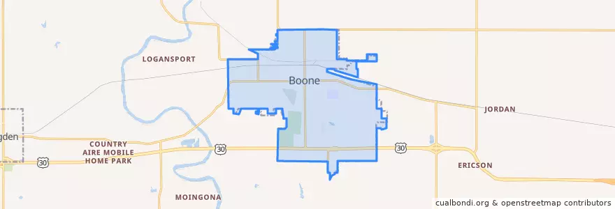 Mapa de ubicacion de Boone.