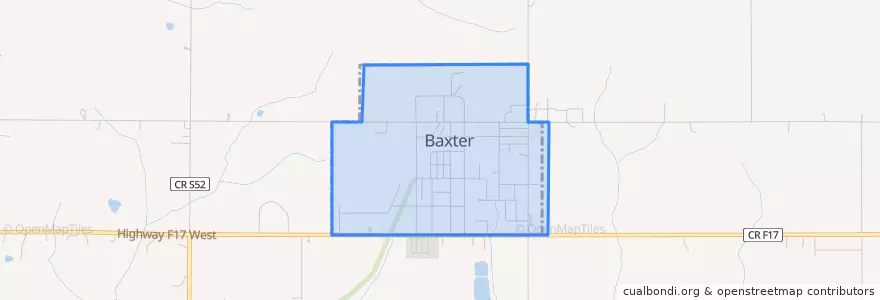 Mapa de ubicacion de Baxter.