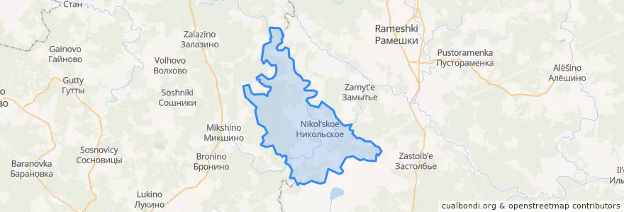 Mapa de ubicacion de Никольское сельское поселение.