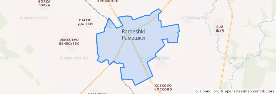 Mapa de ubicacion de городское поселение Рамешки.