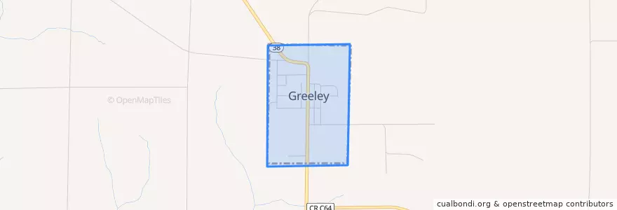 Mapa de ubicacion de Greeley.