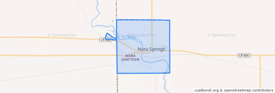 Mapa de ubicacion de Nora Springs.