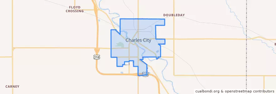 Mapa de ubicacion de Charles City.