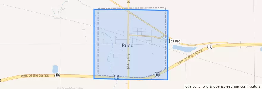Mapa de ubicacion de Rudd.