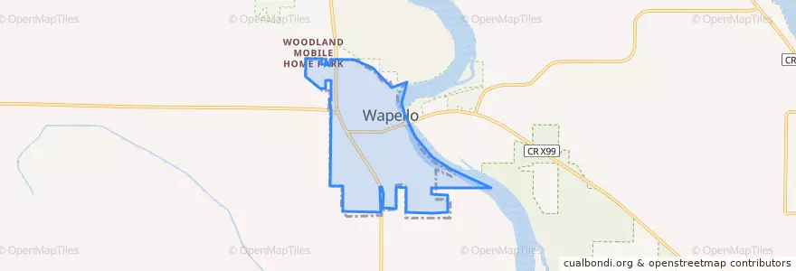 Mapa de ubicacion de Wapello.