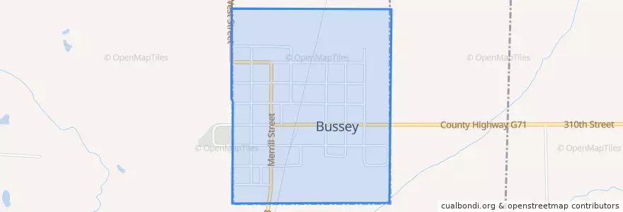Mapa de ubicacion de Bussey.