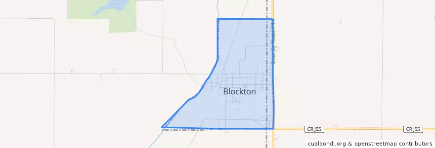 Mapa de ubicacion de Blockton.