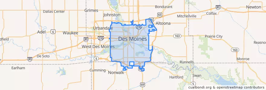 Mapa de ubicacion de Des Moines.