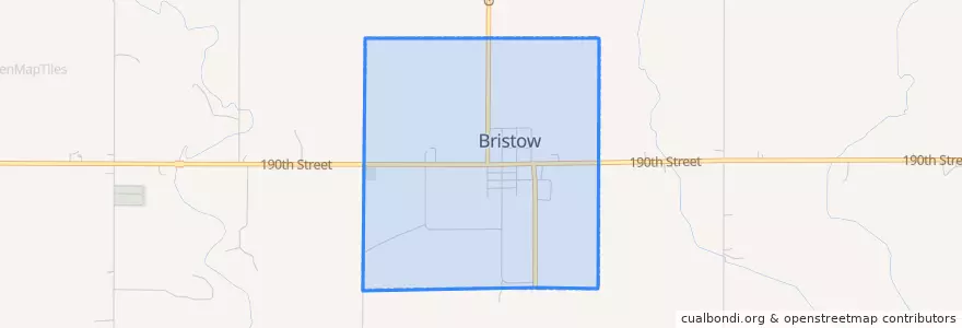 Mapa de ubicacion de Bristow.