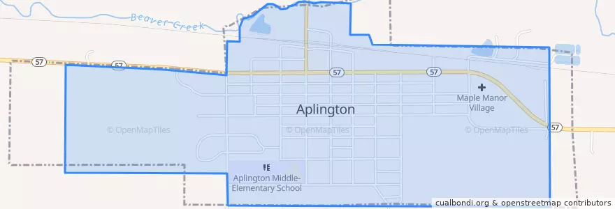 Mapa de ubicacion de Aplington.