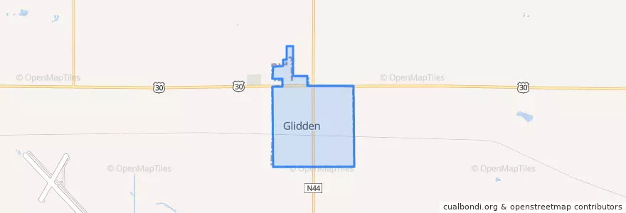 Mapa de ubicacion de Glidden.