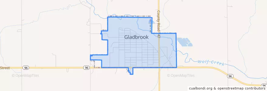 Mapa de ubicacion de Gladbrook.