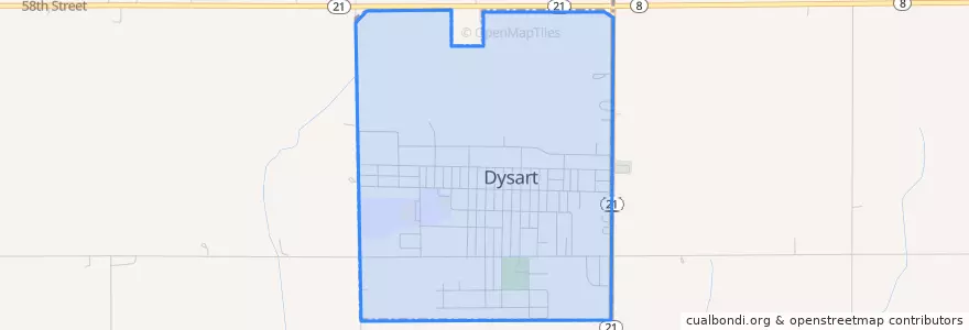 Mapa de ubicacion de Dysart.