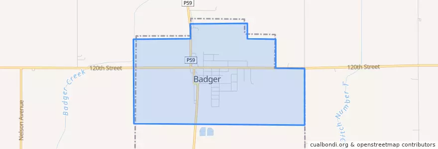 Mapa de ubicacion de Badger.