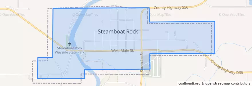 Mapa de ubicacion de Steamboat Rock.