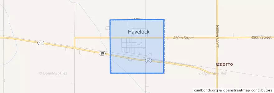 Mapa de ubicacion de Havelock.