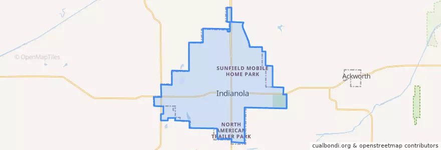 Mapa de ubicacion de Indianola.