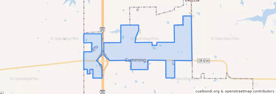 Mapa de ubicacion de Cumming.
