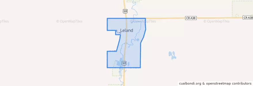 Mapa de ubicacion de Leland.