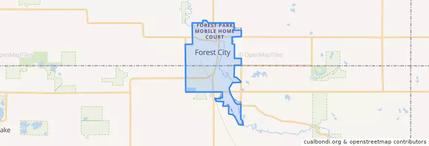 Mapa de ubicacion de Forest City.