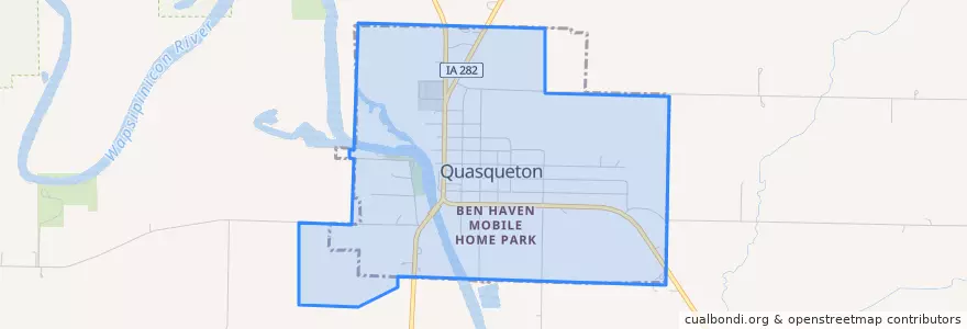Mapa de ubicacion de Quasqueton.