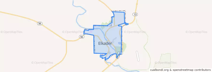 Mapa de ubicacion de Elkader.