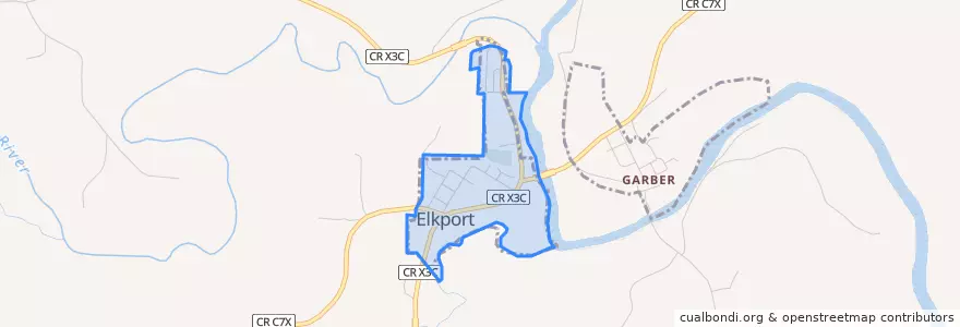 Mapa de ubicacion de Elkport.