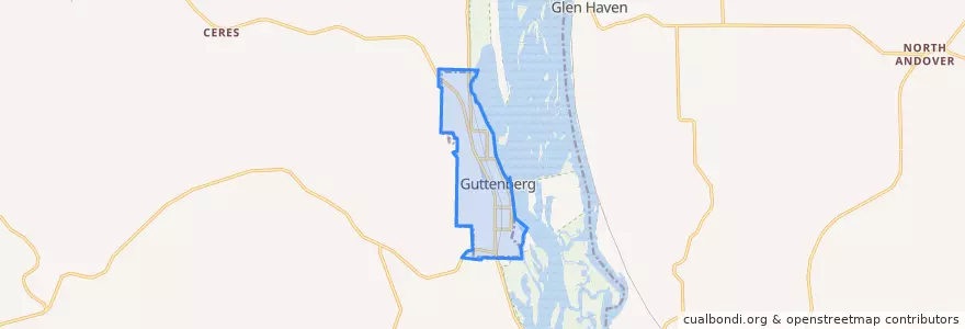 Mapa de ubicacion de Guttenberg.