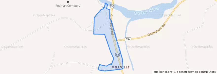 Mapa de ubicacion de Millville.