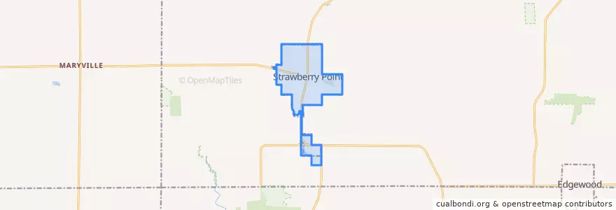 Mapa de ubicacion de Strawberry Point.