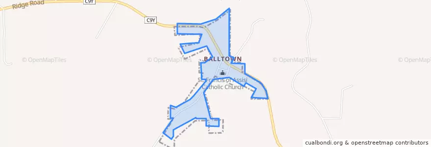 Mapa de ubicacion de Balltown.