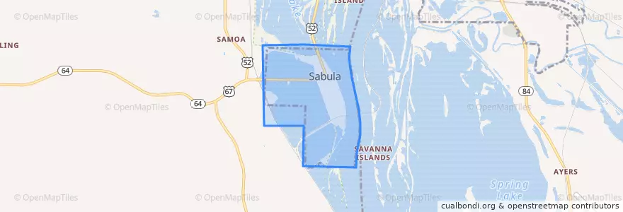 Mapa de ubicacion de Sabula.