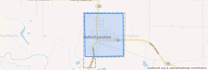 Mapa de ubicacion de Oxford Junction.